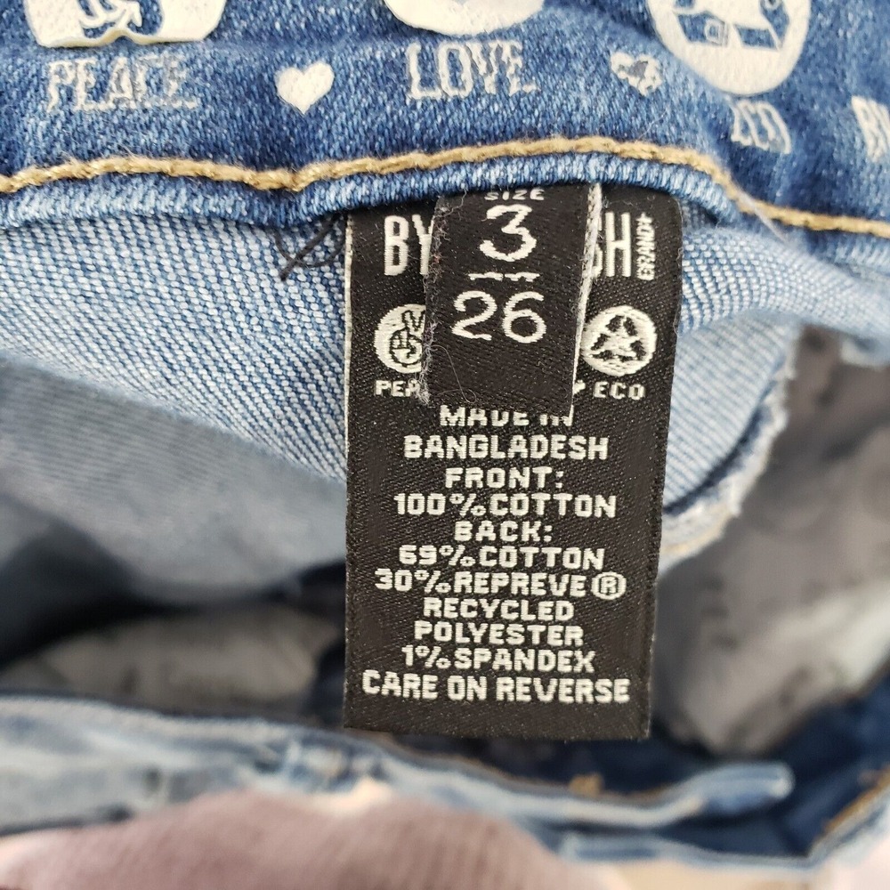 Rewash Denim Shorts Juniors 3 High Rise Button Fly Frayed Hem Distressed Blue - Picture 5 of 9